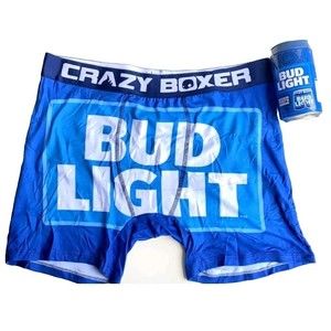Crazy Boxer Brief Bud Light Beer Men XL Novelty Gift Can 6" Underwear Blue